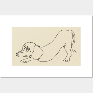 One Line Dachshund Downward Posters and Art